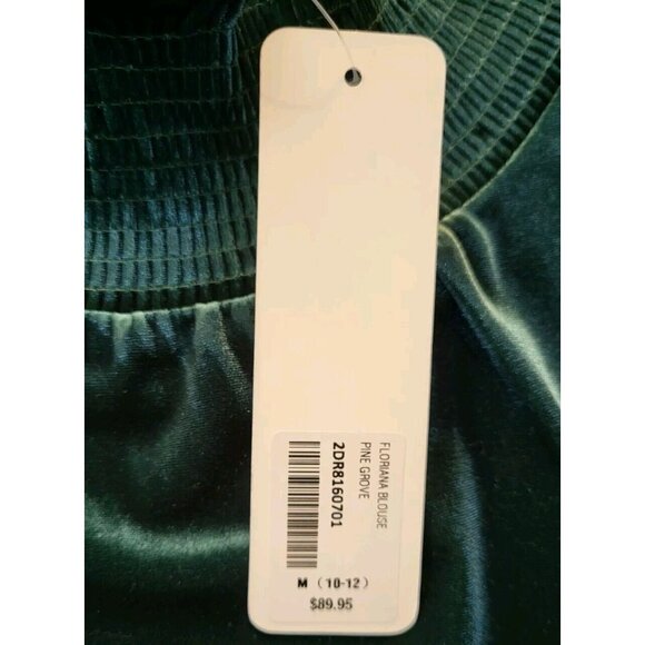 New Soft Surroundings Floriana Green Velvet Long Sleeve Ruffle Trim High Neck M - Picture 6 of 8